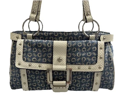 Bolso de Hombro Y2K GUESS BY MARCIANO Denim Monograma Inventario Muerto Nuevo con Etiquetas Ver Notas Foto 1 de 4