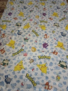 Vintage 1998 Pokemon Bed Sheet Set Flat Top & Fitted TwinSize Nintendo USA 66x87 - Picture 1 of 11