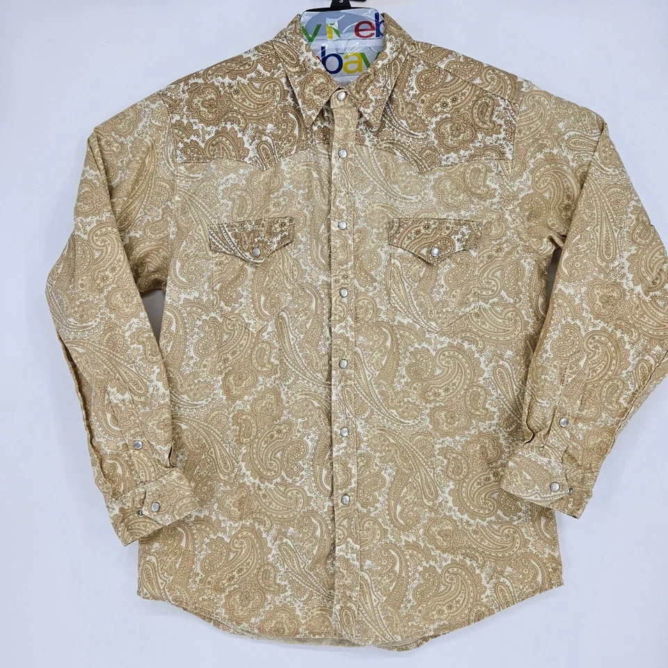 Camisa Express Rider De Colección Para Hombre Grande Western Pearl Snap Southwest Manga Larga Foto 1 de 4