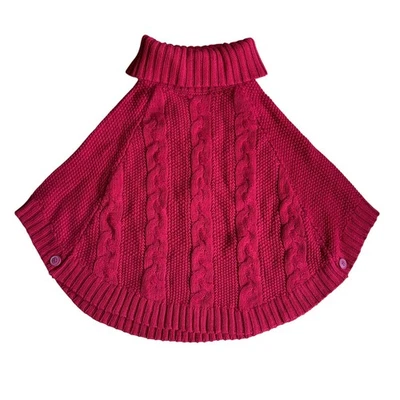 Poncho Suéter Tejido con Cable Grueso Rojo para Niña Carter Talla 8 Vacaciones de Navidad  Foto 1 de 4