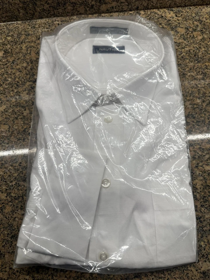 Nautica Shirt Mens 17 34/35 White Dress Long Sleeve Button Front Cotton - Image 1 of 4