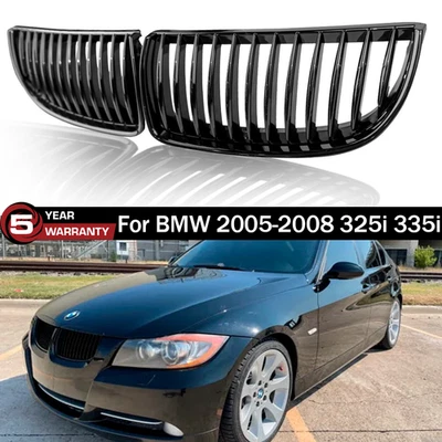 Gloss Black Front Bumper Kidney Grille Grill For BMW 2005-2008 E90 E91 325i 335i Foto 1 de 4