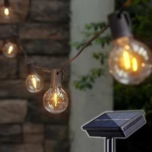 Solar Outdoor String Lights, 15FT G50 Patio Lights String Waterproof with 10 ... - Picture 1 of 8