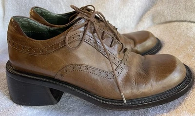 Barneys New York cooperativa, Italia Cuero Marrón Oxford Grueso Tacón Bloque 37.5 EE. UU. 7 Foto 1 de 4