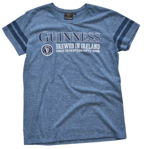 Guinness Blue T-shirt Cotton Short Sleeves Round Neck Guinness Text Irish Symbol - Picture 1 of 3