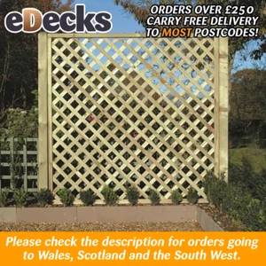 6ft Wide, HEAVY DUTY Diamond Lattice Trellis, Pressure Treated, Multiple Heights - Picture 1 of 9