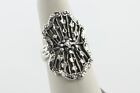 ND Vintage Sterling Silver 925 Streaked Straight Cut Cluster Design Ring Size 8