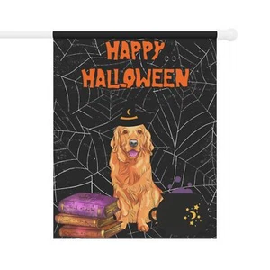 Golden Retriever Halloween Hund Zauberer Kostüm Garten Flagge Schild - 2 Größen - Bild 1 von 11