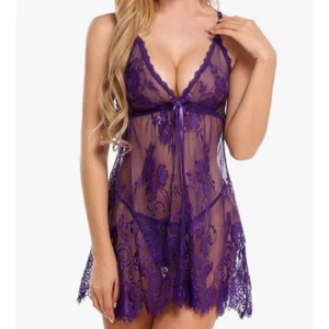AvidLove Lace Sheer Open Front Babydoll Sexy Negligee Lingerie | Purple, Medium - Picture 1 of 3