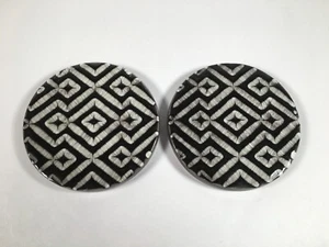 2 Ceramic Tile Coasters in Black & Grey Shades Geometric Contemporary Design - Picture 1 of 6