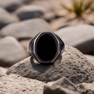 Black Onyx Signet Ring For Men's 925 Sterling Silver Gemstone Jewelry - Picture 1 of 5