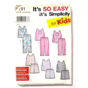 EASY Sewing Pattern Kids' Summer Tank Top Shorts Pants Sz 2-6X Simplicity 9791 - Picture 1 of 6