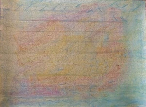 Coastal Reverie: Blue Gold Symphony / Watercolor Crayon Dry Wet / Matthew Natale - Picture 1 of 2