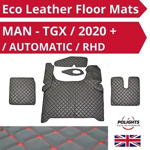 for MAN TGX 2020+ Automatic RightHD Set of Black Eco Leather Floor Mats Covers - Picture 1 of 3