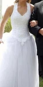 Oleg Cassini white wedding dress size 4 - Picture 1 of 12