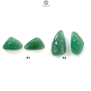 Piedra preciosa de cuarzo verde natural tallada a mano en ambos lados forma elegante 1 pieza para joyería - Imagen 1 de 11