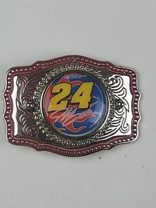 Vintage  Nascar Belt Bucle #24 Jeff Gordon  silver tone made in USA - Picture 1 of 2