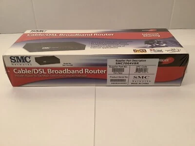 SMC BARRICADE CABLE DSL BROADBAND ROUTER SMC7004VBR 4-PORT FIREWALL NEW & SEALED Foto 1 de 4