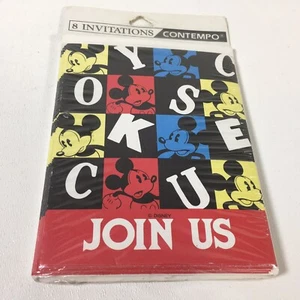 Vintage Mickey Mouse Invitations Join Us Disney Cubes Design 8 Count - Picture 1 of 4
