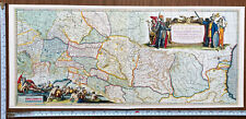 Large Old Antique Picture Poster Map River Danube 1600s REPRINT 22 x 9.5” Blaeu