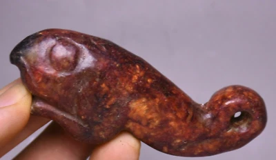 Colgante Amuleto Pez Animal Fengshui Jade Rojo Antiguo Cultura Hongshan China 8,3 CM Foto 1 de 4