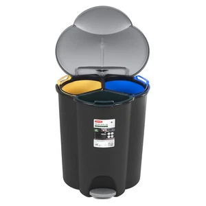 Curver Trio Abfalleimer Treteimer Müllsortierung 3 Fächer Mülltrennsystem 40L - Bild 1 von 9