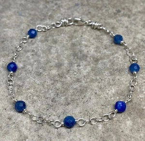 Sterling Silver Kyanite Bracelet, Blue Gemstone Bracelet, - Picture 1 of 8