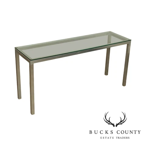Mid Century Modern Chrome, Glass Top Parsons Console Table Cover
