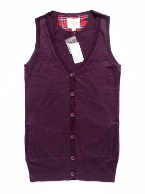 NUEVO CON ETIQUETA Heritage 1981/Forever 21 Botones Frontal Tejido Chaleco con Bolsillos Pequeño Foto 1 de 4