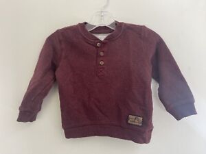 Gymboree Toddler Boys Cozy 100% Cotton 1/3 Button Pullover Sweater Maroon 2T