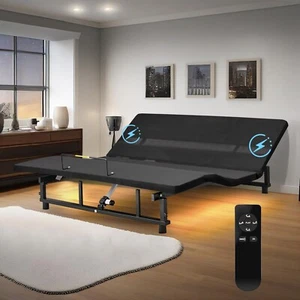 Queen Size Adjustable Bed Frame with Wireless Remote, 4 Ports USB, Nightlights - Picture 1 of 6