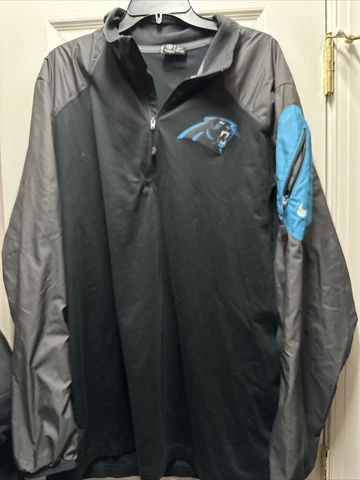 Nike Dri-Fit On Field Apparel NFL Carolina Panthers Black 1/4 Zip Pullover XXL Cover