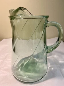 Vtg Indiana Glass Company Green Bartlett Collins Pitcher Ice Lip Swirl Mint - Picture 1 of 9