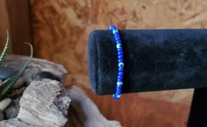 Handgefertigtes Armband Evil Eye blau Glasperlen Glücksschutz dehnbar elastisch  - Bild 1 von 4