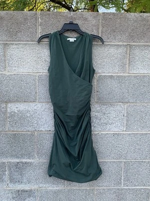 Boden Crossover Ruched Body Con Dress Green Sleeveless V-Neck Size 8R Cocktail - Image 1 of 4