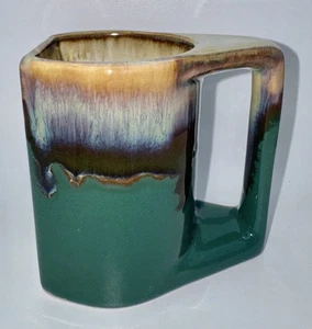 Rodolfo Padilla Tropfglasur Stapel Kaffeebecher grün blau lila beige signiert - Bild 1 von 8
