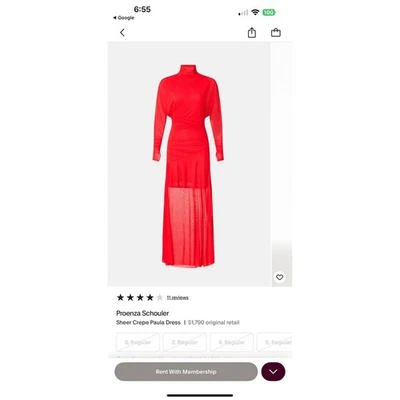 Vestido Proenza Schouler Rojo Asimétrico Drapeado Manga Larga Midi Ocasión Foto 1 de 4