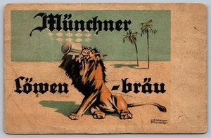 Postcard Münchner Löwenbräu Lion Beer Stein K Olshausen Schonberger NY N6 - Picture 1 of 2