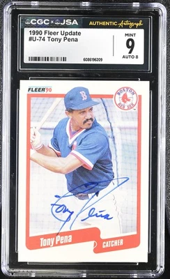 1990 Fleer Update #U-74 Tony Pena JSA AUTO 8 - CGC 9 - Image 1 of 2