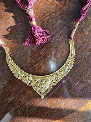 Colar de ouro maciço 22K joalheria étnica indiana novo - Imagem 1 de 4