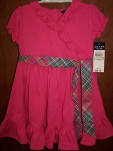 NUEVO CON ETIQUETAS VESTIDO CHAPS RL LAUREN ROSA A CUADROS CON VOLANTES DE PASCUA 24 M - Imagen 1 de 4