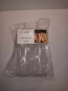 Condiments Bottles Clear Plastic Brand New In Package Set Of 2 - Picture 1 of 3