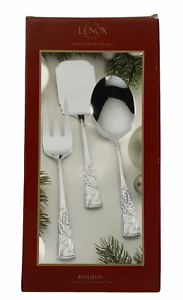 Lenox 3 Piece Holiday Stainless Steel Serveware Set, NEW IN BOX