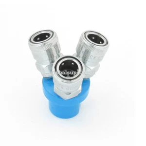 12Mm To 13Mm Quick Coupling Triple Way Pass Air Hose Coupler Silver Tone.⊕IK - Picture 1 of 2