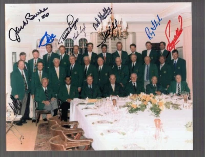 MASTERS GREEN JACKET DINNER SIGNED 8x10 PHOTO+PSA LETTER   9 SIGNED  BALLESTEROS - Image 1 of 2