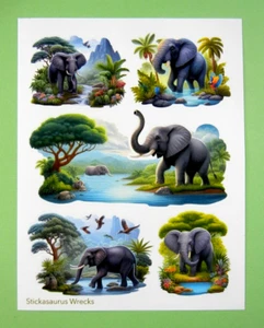 Hoja de pegatinas de elefantes de la selva tropical - Imagen 1 de 3