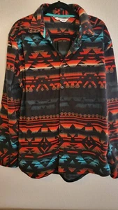 Departwest Polar Fleece Shirt Long Sleeve Black Mens Size XL Aztec Print Pre-own - Picture 1 of 14