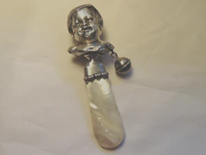 antique Victorian Sterling silver baby rattle with bell. 1 missing - Picture 1 of 6