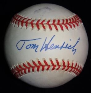 TOMMY HENRICH 1949 WORLD SERIES 1ST WALK OFF HR EVER SIGNED BASEBALL BAS BECKETT