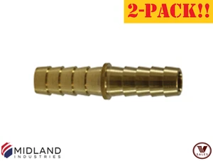 2-PACK!! NEW! Midland Metals 32079 Brass Hose Mender Splicer1/4"Barbx1/8"Barb - Picture 1 of 4